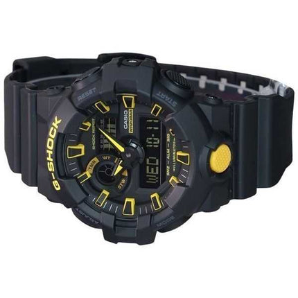 Orologio da uomo Casio G-Shock Caution giallo analogico digitale cinturino in resina quadrante nero al quarzo GA-700CY-1A 200M