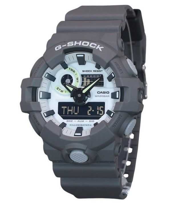 Orologio da uomo Casio G-Shock Hidden Glow serie analogico digitale cinturino in resina quadrante grigio al quarzo GA-700HD-8A 2