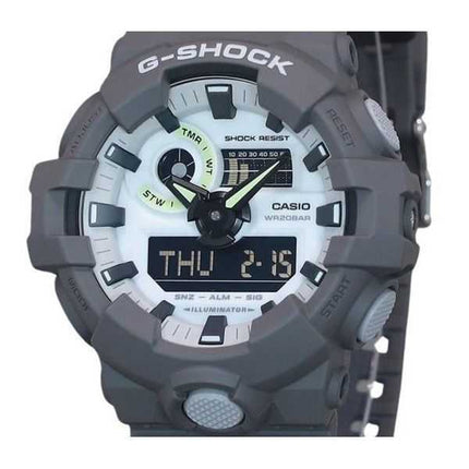 Orologio da uomo Casio G-Shock Hidden Glow serie analogico digitale cinturino in resina quadrante grigio al quarzo GA-700HD-8A 2