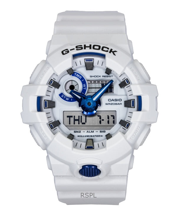 Orologio da uomo Casio G-Shock analogico digitale con cinturino in resina e quadrante bianco al quarzo GA-700HDS-7A 200M