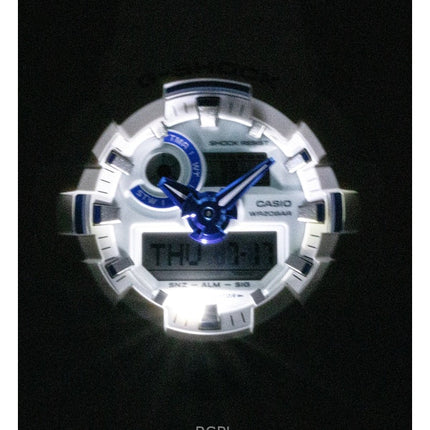 Orologio da uomo Casio G-Shock analogico digitale con cinturino in resina e quadrante bianco al quarzo GA-700HDS-7A 200M