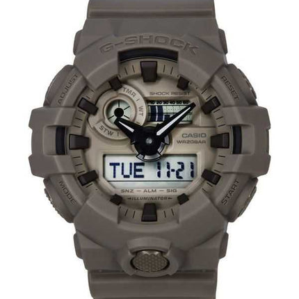 Orologio da uomo Casio G-Shock serie colore naturale analogico digitale cinturino in resina quadrante grigio al quarzo GA-700NC-