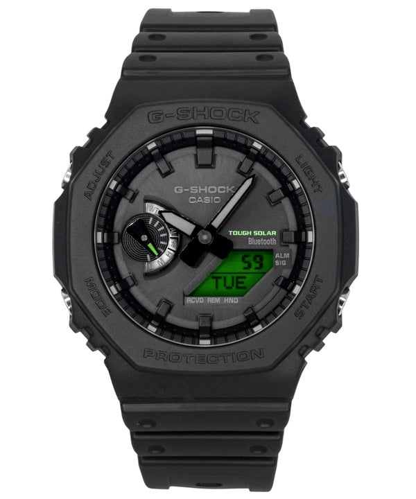 Orologio da uomo Casio G-Shock analogico-digitale con collegamento allo smartphone, quadrante nero, in resina, al quarzo, modello GA-B2100BEG-1A, impermeabile fino a 200 metri.