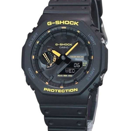 Orologio da uomo Casio G-Shock Caution giallo Mobile Link analogico digitale cinturino in resina quadrante nero solare GA-B2100C