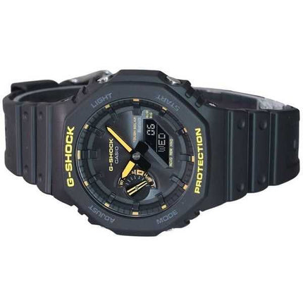 Orologio da uomo Casio G-Shock Caution giallo Mobile Link analogico digitale cinturino in resina quadrante nero solare GA-B2100C