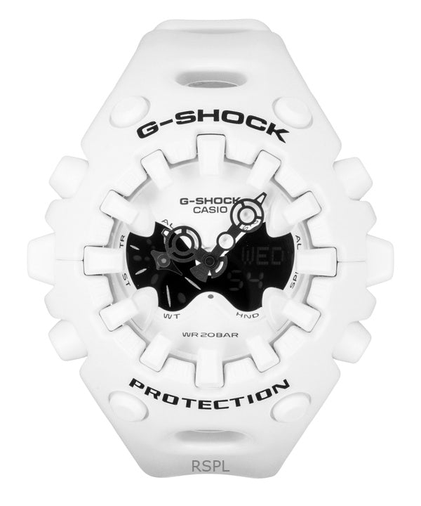 Orologio da uomo Casio G-Shock analogico digitale con cinturino in resina bianca, quadrante bianco, al quarzo GA-V01-7A 200M