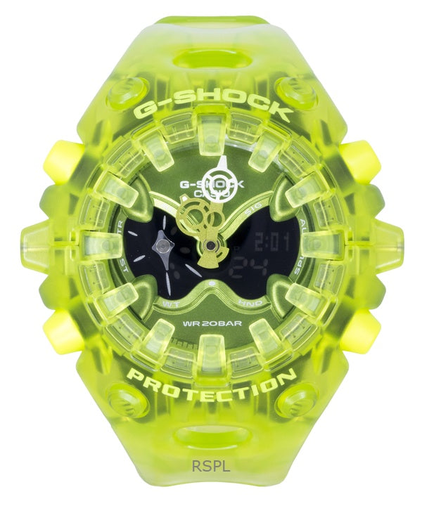 Orologio da uomo Casio G-Shock con cinturino in resina, analogico/digitale, quadrante verde, al quarzo, modello GA-V01SKE-3A, impermeabile fino a 200 metri.