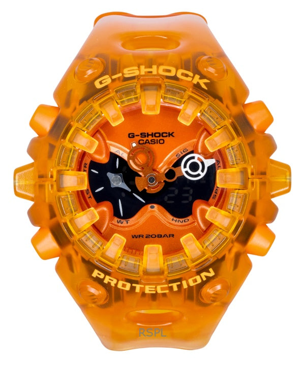 Orologio da uomo Casio G-Shock con cinturino in resina, analogico/digitale, quadrante arancione, al quarzo, modello GA-V01SKE-4A, impermeabile fino a 200 metri.
