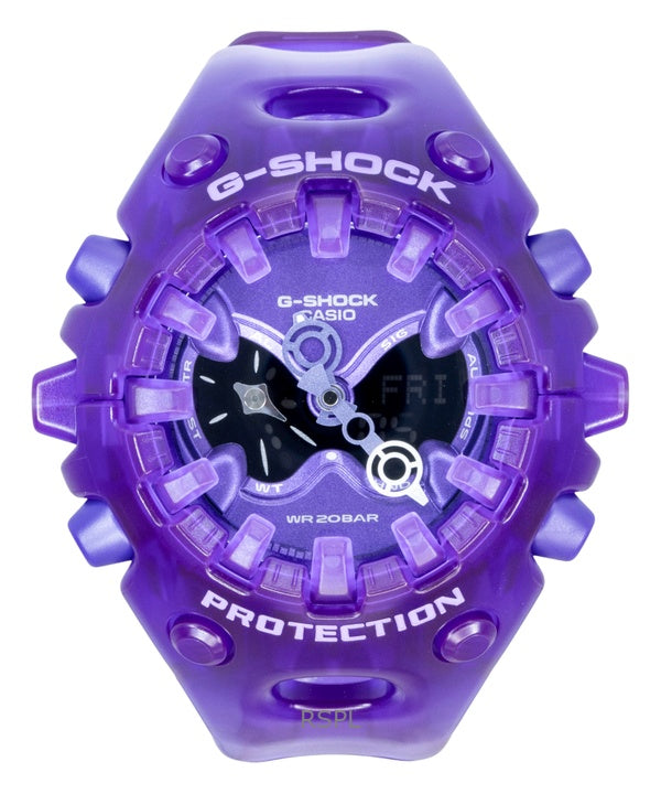 Orologio da uomo Casio G-Shock con cinturino in resina, analogico/digitale, quadrante viola, al quarzo, modello GA-V01SKE-6A, impermeabile fino a 200 metri.