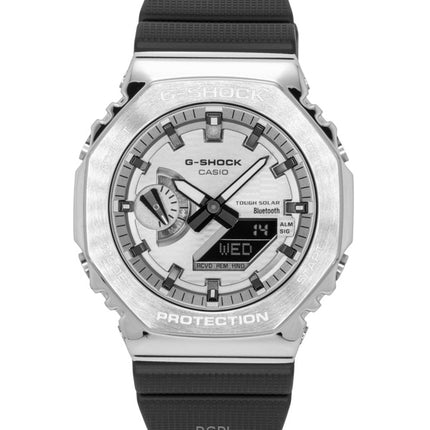 Orologio da uomo Casio G-Shock G-Steel con cinturino in resina a base biologica, collegamento per smartphone, analogico digitale, quadrante grigio, solare GBM-2100A-8B 200M