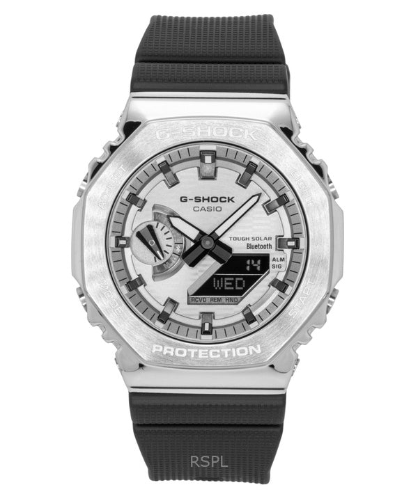 Orologio da uomo Casio G-Shock G-Steel con cinturino in resina a base biologica, collegamento per smartphone, analogico digitale, quadrante grigio, solare GBM-2100A-8B 200M