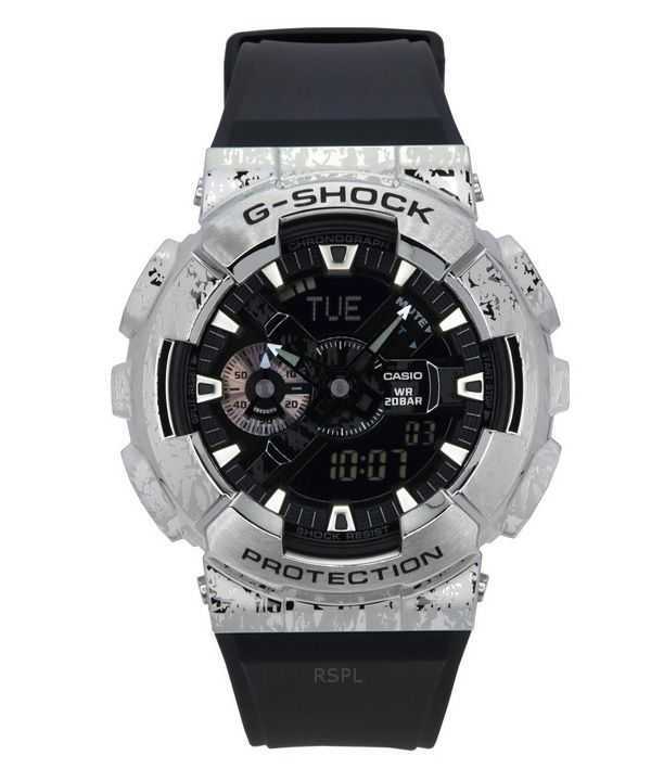 Casio G-Shock G-Steel Analog Digital Grunge Camouflage Cinturino in resina Quadrante nero Quarzo GM-110GC-1A 200M Orologio da uo