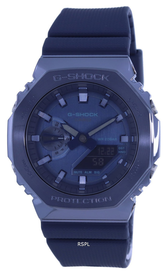 Orologio da uomo Casio G-Shock World Time analogico digitale rivestito in metallo GM-2100N-2A GM2100N-2 200M