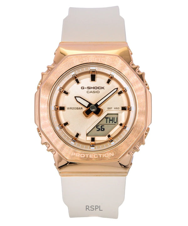 Orologio Casio G-Shock analogico digitale con cinturino in resina a base biologica, quadrante in oro rosa, al quarzo GM-S2110PG-4A 200M da donna