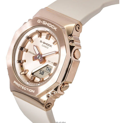 Orologio Casio G-Shock analogico digitale con cinturino in resina a base biologica, quadrante in oro rosa, al quarzo GM-S2110PG-4A 200M da donna