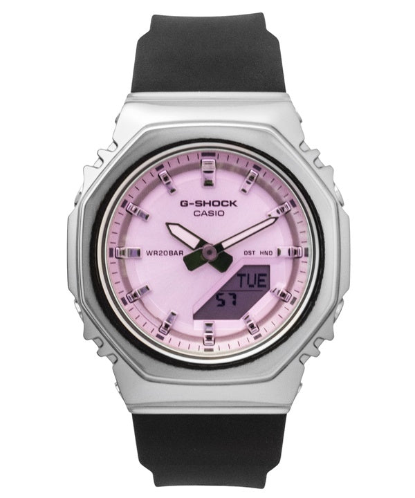 Orologio da donna Casio G-Shock analogico-digitale con quadrante rosa, cinturino in resina, movimento al quarzo, modello GM-S2110SR-1A, impermeabile fino a 200 metri.