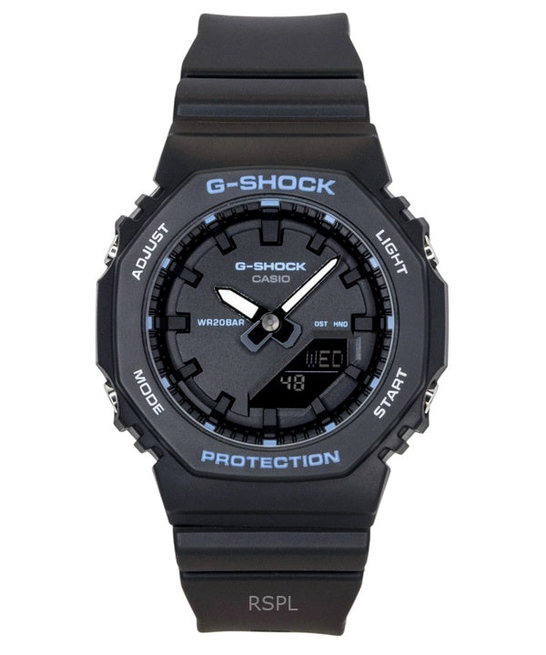 Orologio da donna Casio G-Shock analogico-digitale con cinturino in resina bio-based, quadrante nero, movimento al quarzo, modello GMA-P2100BA-1A, impermeabile fino a 200 metri.