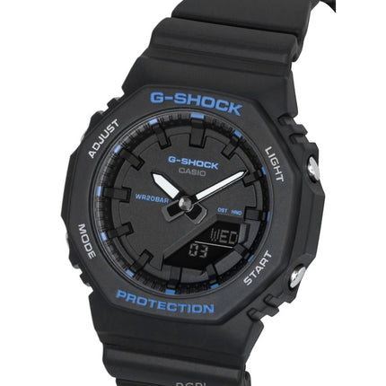 Orologio da donna Casio G-Shock analogico-digitale con cinturino in resina bio-based, quadrante nero, movimento al quarzo, modello GMA-P2100BA-1A, impermeabile fino a 200 metri.