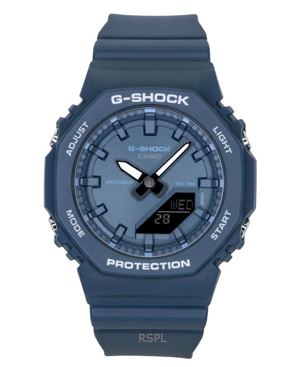 Orologio da donna Casio G-Shock analogico-digitale con cinturino in resina bio-based, quadrante blu, movimento al quarzo, modello GMA-P2100BA-2A, impermeabile fino a 200 metri.