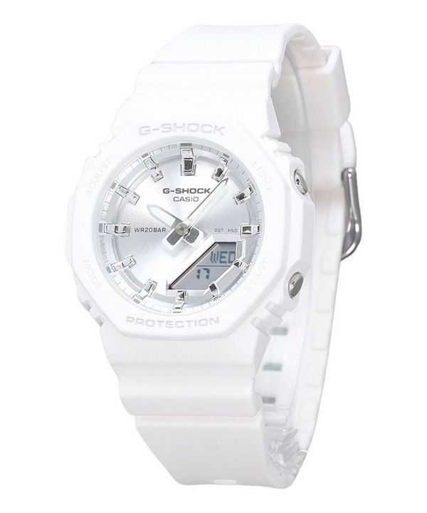 Casio G-Shock Analog Digitale Bianco Resina Bio Based Cinturino Argento Quadrante Quarzo GMA-P2100VA-7A 200M Orologio da Donna
