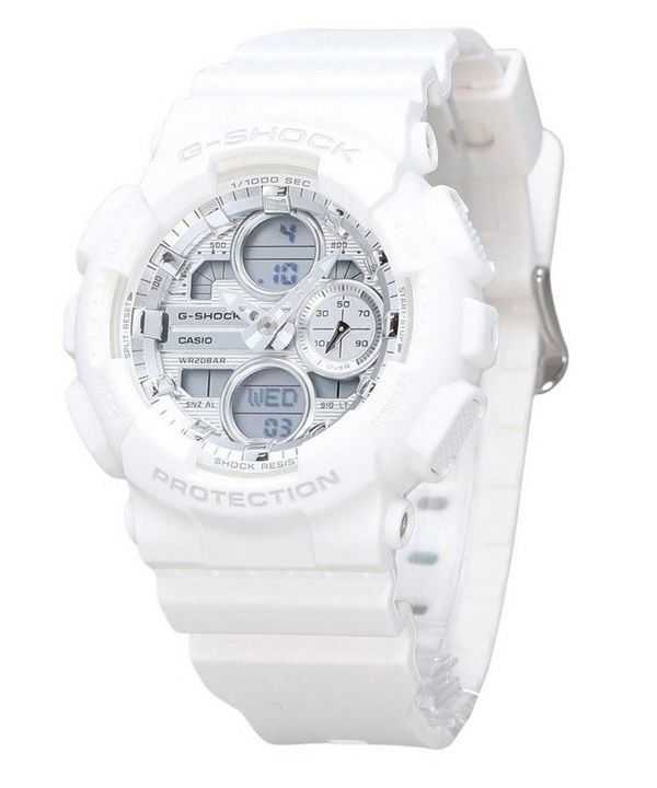 Casio G-Shock Analog Digital Bio Based Cinturino in resina bianca Quadrante argento Quarzo GMA-S140VA-7A 200M Orologio da donna