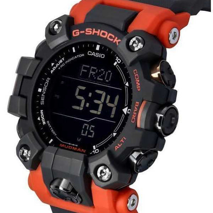 Orologio da uomo Casio G-Shock Mudman Master Of G-Land digitale arancione e cinturino in resina nera solare GW-9500-1A4 200M