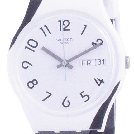 Orologio da uomo Swatch Greytwist quadrante bianco cinturino in silicone al quarzo GW711