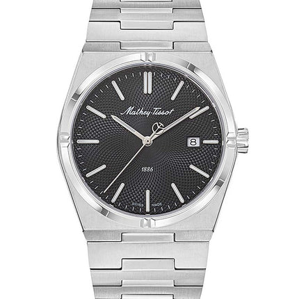 Orologio da uomo Mathey-Tissot Zeus in acciaio inossidabile con quadrante nero al quarzo H118AN