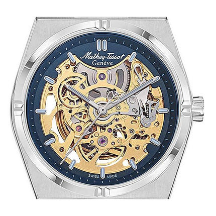 Orologio da uomo Mathey-Tissot Zeus Skeleton in acciaio inossidabile con quadrante blu automatico H118CFABU