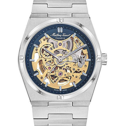 Orologio da uomo Mathey-Tissot Zeus Skeleton in acciaio inossidabile con quadrante blu automatico H118CFABU