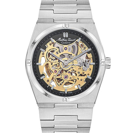 Orologio da uomo Mathey-Tissot Zeus Skeleton in acciaio inossidabile con quadrante nero automatico H118CFAN