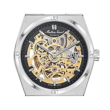 Orologio da uomo Mathey-Tissot Zeus Skeleton in acciaio inossidabile con quadrante nero automatico H118CFAN