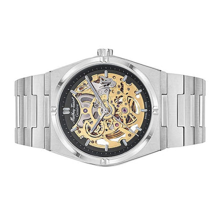Orologio da uomo Mathey-Tissot Zeus Skeleton in acciaio inossidabile con quadrante nero automatico H118CFAN