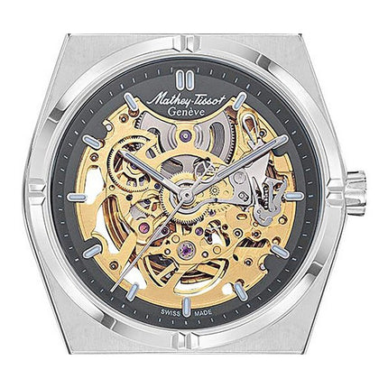 Orologio da uomo Mathey-Tissot Zeus Skeleton in acciaio inossidabile con quadrante grigio automatico H118CFAS
