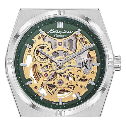 Orologio da uomo Mathey-Tissot Zeus Skeleton in acciaio inossidabile con quadrante verde automatico H118CFAV