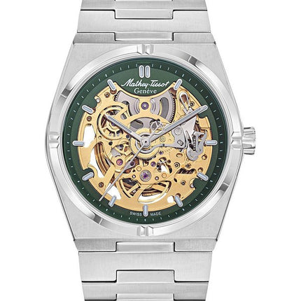 Orologio da uomo Mathey-Tissot Zeus Skeleton in acciaio inossidabile con quadrante verde automatico H118CFAV