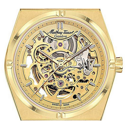 Orologio da uomo Mathey-Tissot Zeus Skeleton in acciaio inossidabile color oro con quadrante champagne automatico H118CFPDI