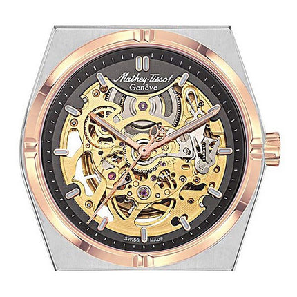 Orologio da uomo Mathey-Tissot Zeus Skeleton Two Tone in acciaio inossidabile con quadrante grigio automatico H118CFRS