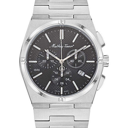 Orologio da uomo Mathey-Tissot Zeus Chrono in acciaio inossidabile con quadrante nero al quarzo H118CHAN