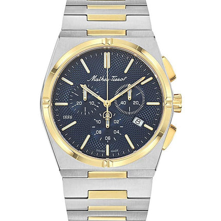 Orologio da uomo Mathey-Tissot Zeus Chrono Two Tone in acciaio inossidabile con quadrante blu al quarzo H118CHBBU