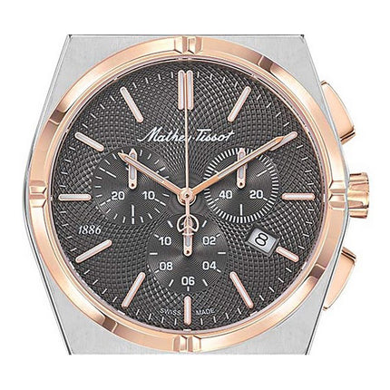 Orologio da uomo Mathey-Tissot Zeus Chrono Two Tone in acciaio inossidabile con quadrante nero al quarzo H118CHRS