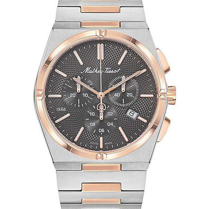 Orologio da uomo Mathey-Tissot Zeus Chrono Two Tone in acciaio inossidabile con quadrante nero al quarzo H118CHRS