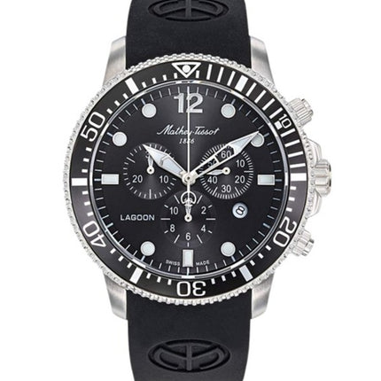 Orologio da uomo Mathey-Tissot Lagoon Chronograph cinturino in silicone quadrante nero al quarzo H123CHALN 100M