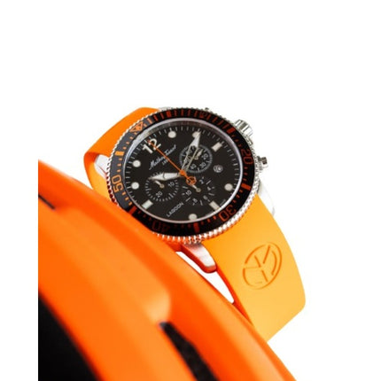 Mathey-Tissot Lagoon Cronografo Cinturino in Silicone Arancione Quadrante Nero Quarzo H123CHALO 100M Orologio da Uomo
