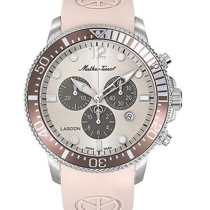Mathey-Tissot Lagoon Cronografo Cinturino in Silicone Rosa Quadrante Crema Quarzo H123CHLBM 100M Orologio da Uomo