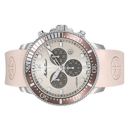 Mathey-Tissot Lagoon Cronografo Cinturino in Silicone Rosa Quadrante Crema Quarzo H123CHLBM 100M Orologio da Uomo