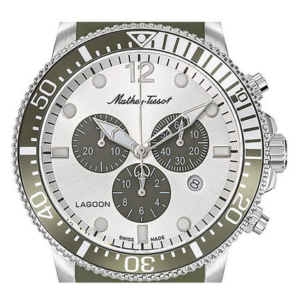 Mathey-Tissot Lagoon Cronografo Cinturino in Silicone Verde Quadrante Argento Quarzo H123CHLGV 100M Orologio da Uomo