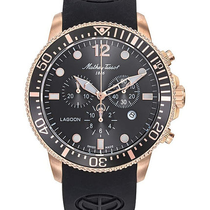Orologio da uomo Mathey-Tissot Lagoon Chronograph cinturino in silicone quadrante nero al quarzo H123CHPLN 100M