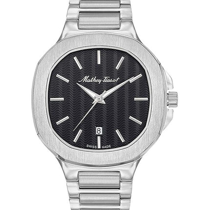 Orologio da uomo Mathey-Tissot Evasion in acciaio inossidabile con quadrante nero al quarzo H152AN