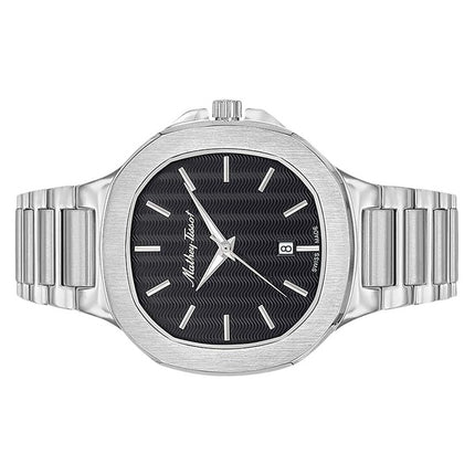 Orologio da uomo Mathey-Tissot Evasion in acciaio inossidabile con quadrante nero al quarzo H152AN